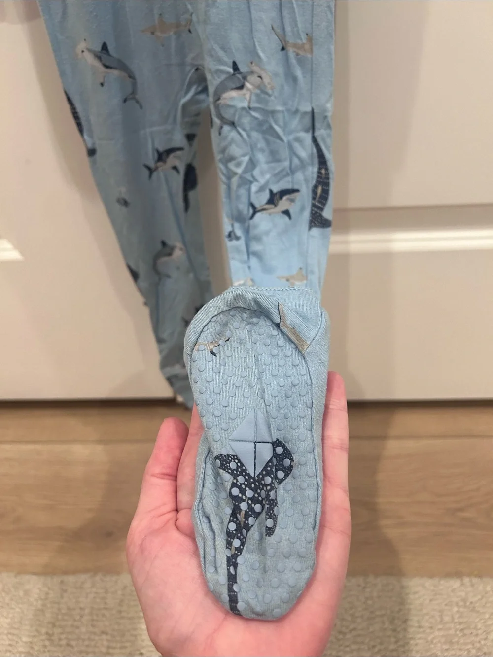 Kyte BABY Blue Shark Print Footed One-Piece Pajamas